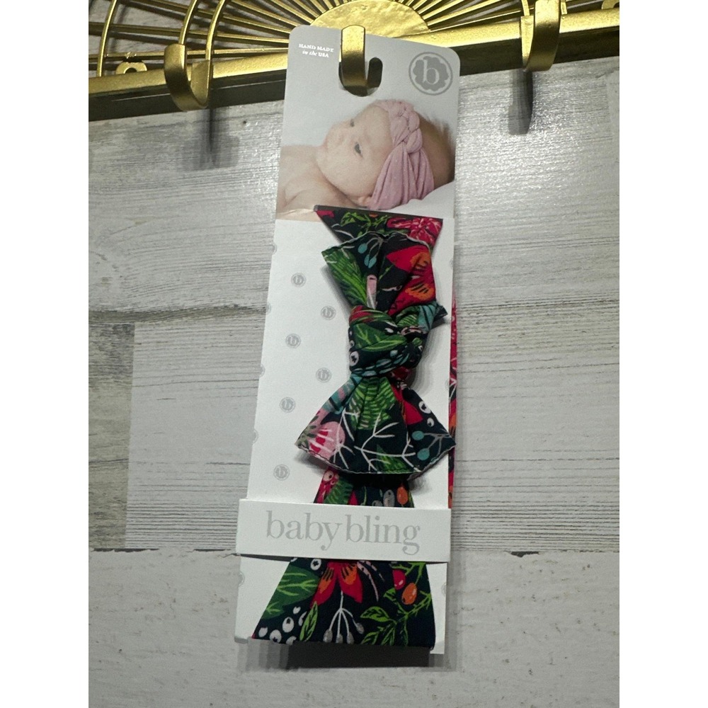 Baby Bling Headband Girls Infant Black Floral Tropical Knot Cottagecore NWT